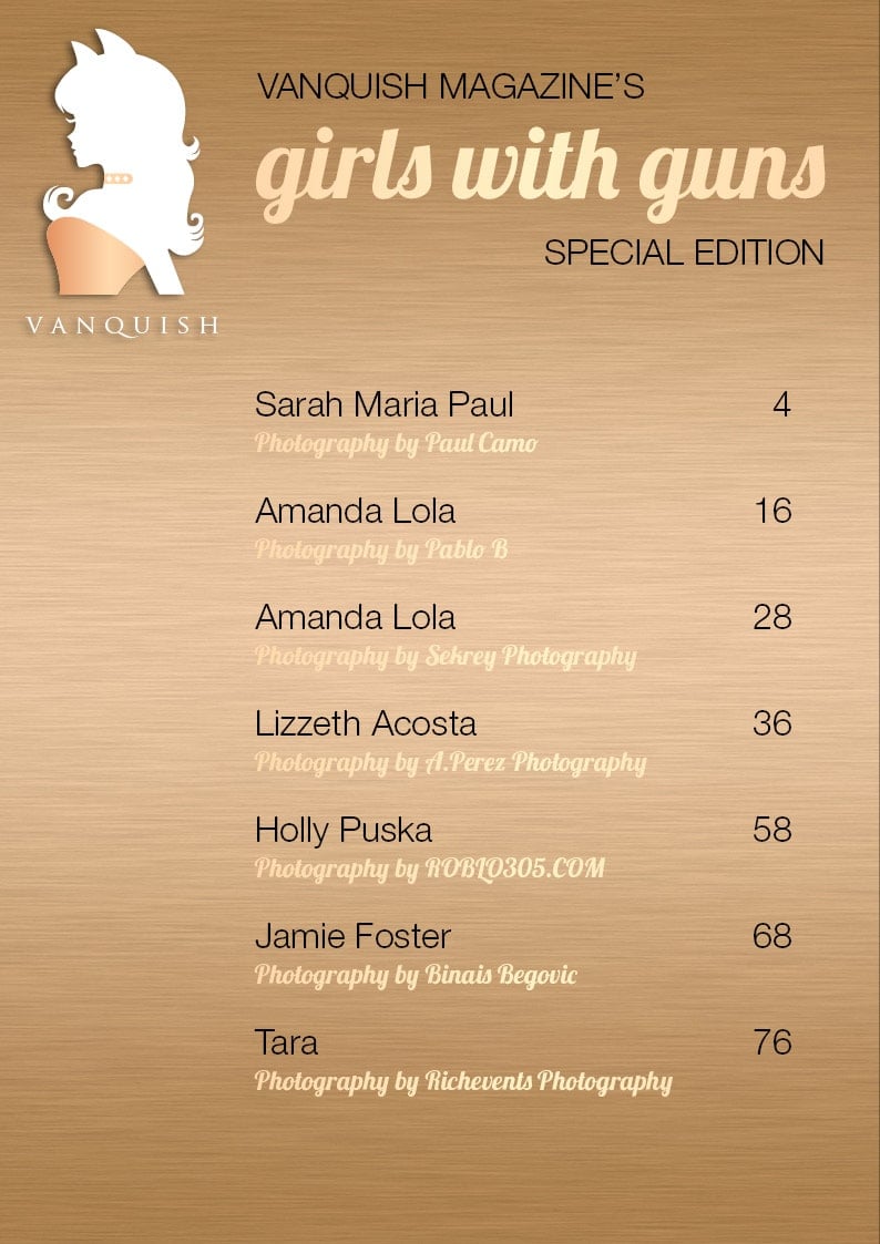 Vanquish Magazine - Girls with Guns - Sarah Maria Paul